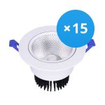 Mehrfachpackung 15x LED Deckenstrahler Rund schwenkbar 12W 960lm 60D - 930  | 110mm - Ausschnitt 90mm - UGR <19